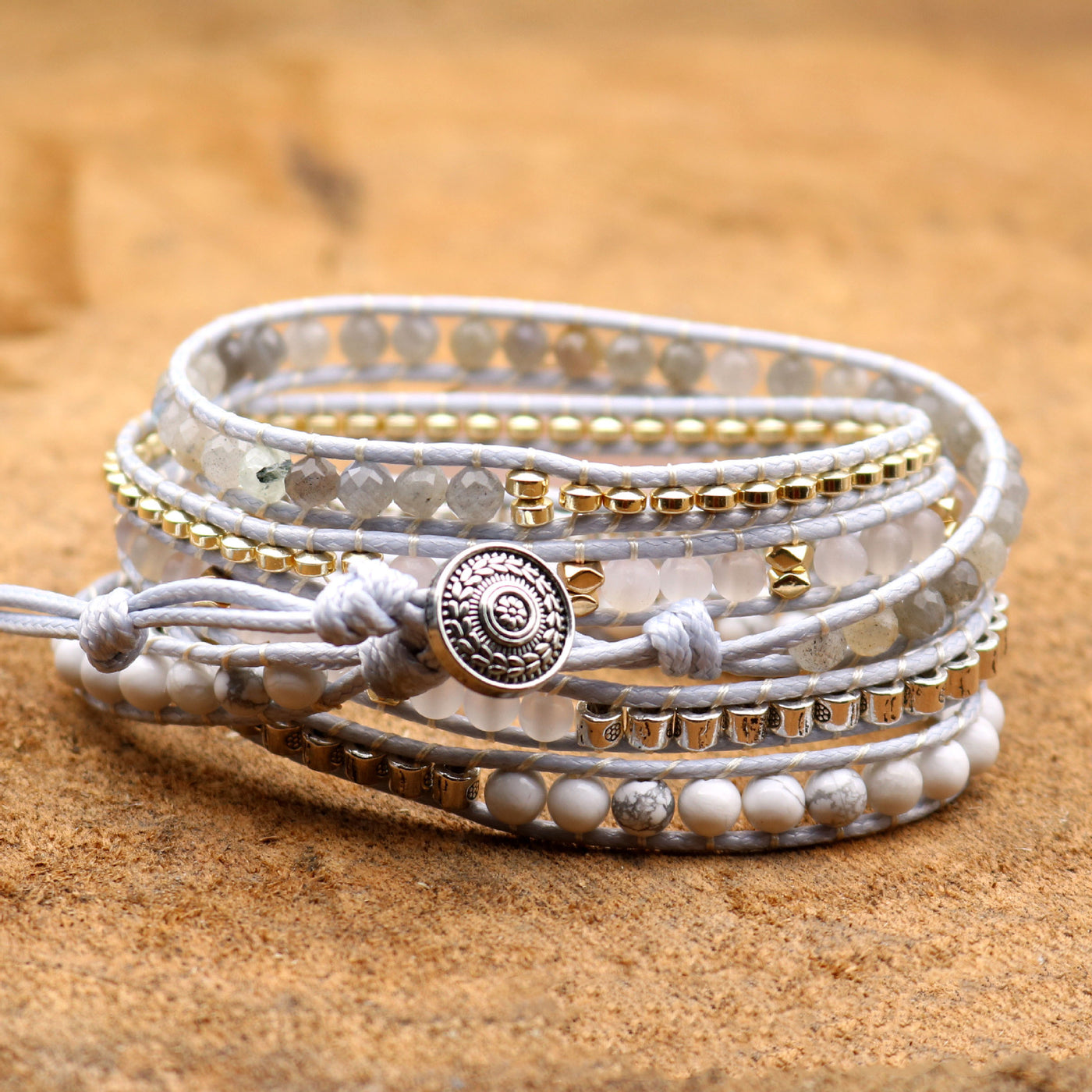 Hand-woven natural stone bracelet