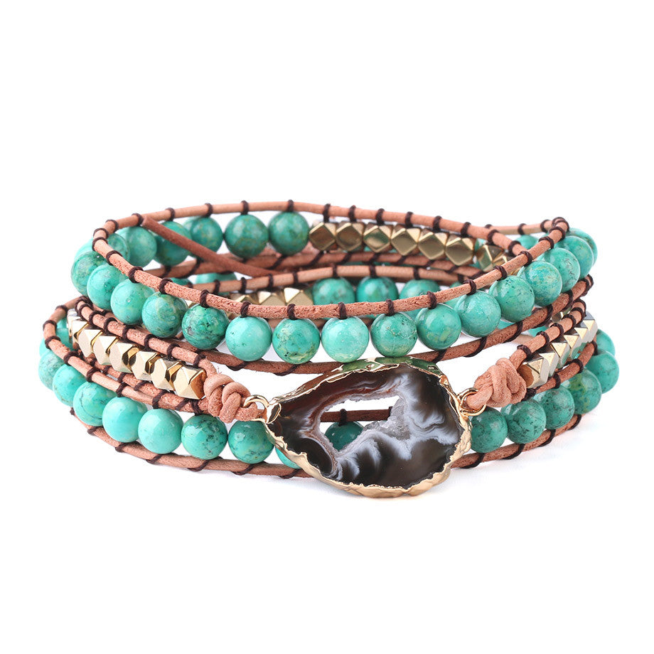 Natural turquoise and agate bracelet