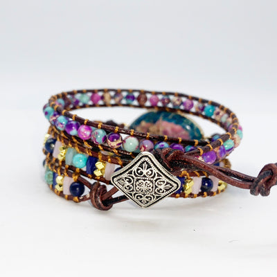 Imperial Stone Hand-woven Leather Bracelet