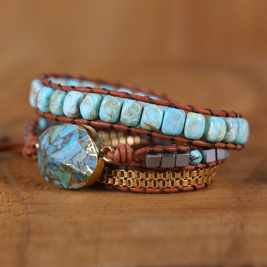 Hand-woven Agate Leather Bracelet
