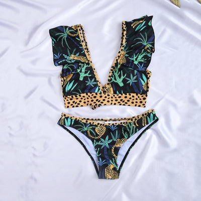 High Waist Leopard Swimsuit